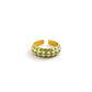 Metal micro-inlaid imitation gold index finger ring ring retro checkerboard color drop oil ring for women