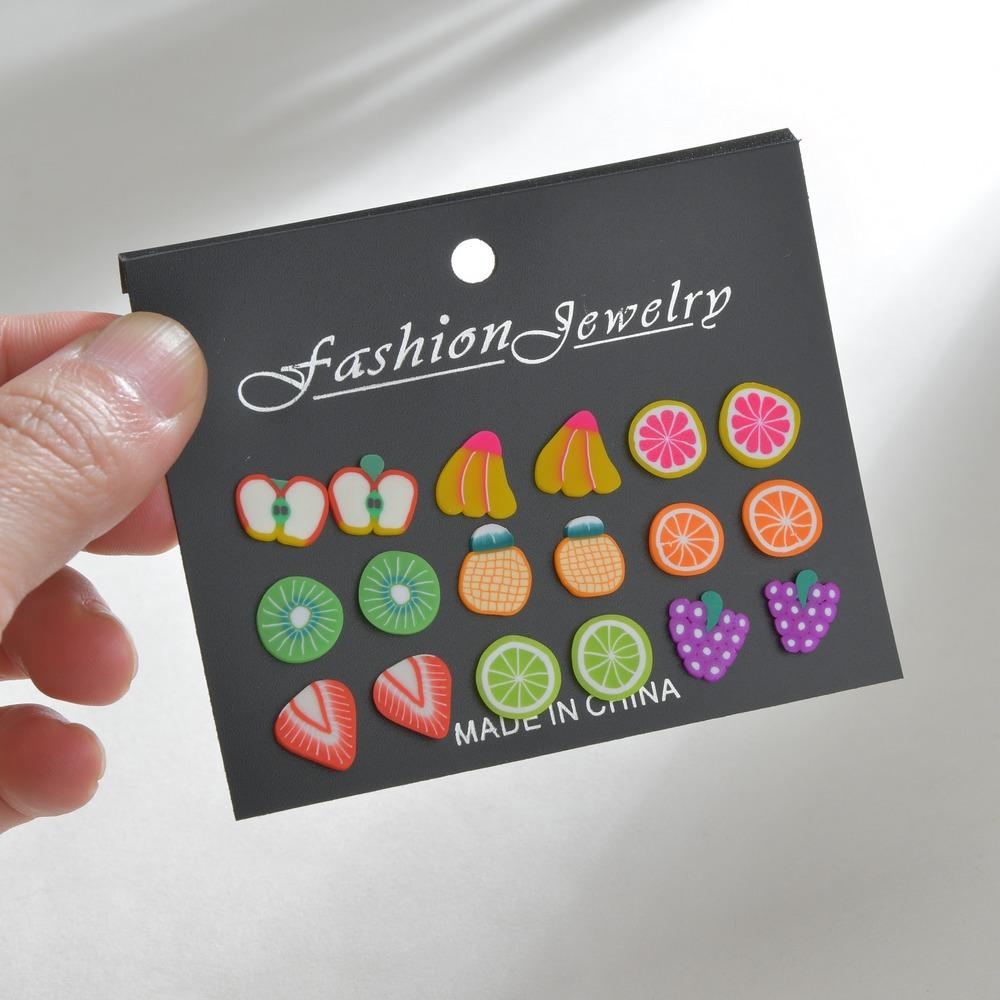 Fashion Acrylic Apple Strawberry Banana Earrings Ladies Fruit Small Stud Earrings Set Ornament