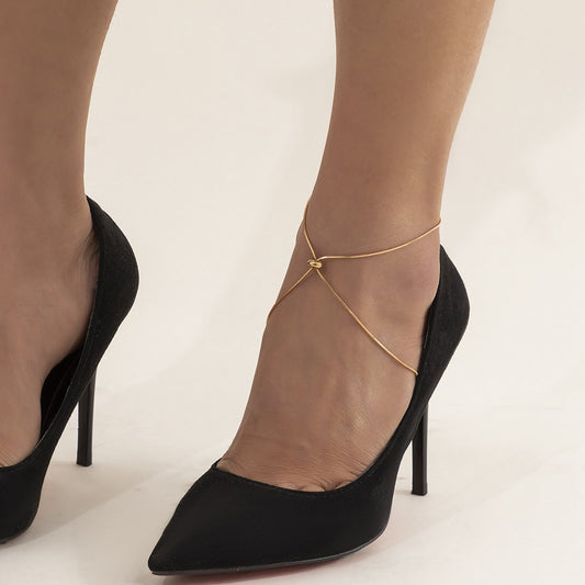 Jewelry Design Sense Metal Cross Chain Anklet Personality Adjustable Snake Bone Chain High Heels Decoration