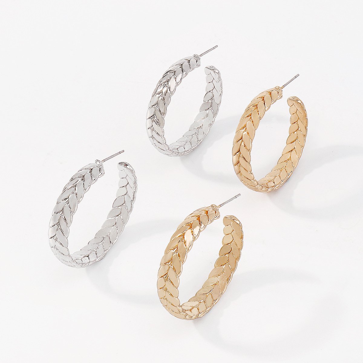 E144 Simple C-shaped fashion earrings metal twist braid exaggerated earrings punk night earrings for women