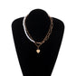 Jewelry Fashion Glossy Peach Heart Pendant Necklace Female Personality Double Thick Chain Pearl Love Necklace