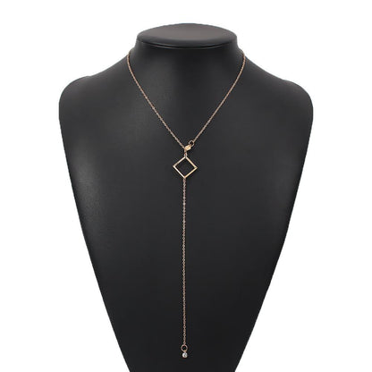 N8145 Jewelry Simple Long Fashion Pendant Women's Creative Square Diamond Necklace Necklace