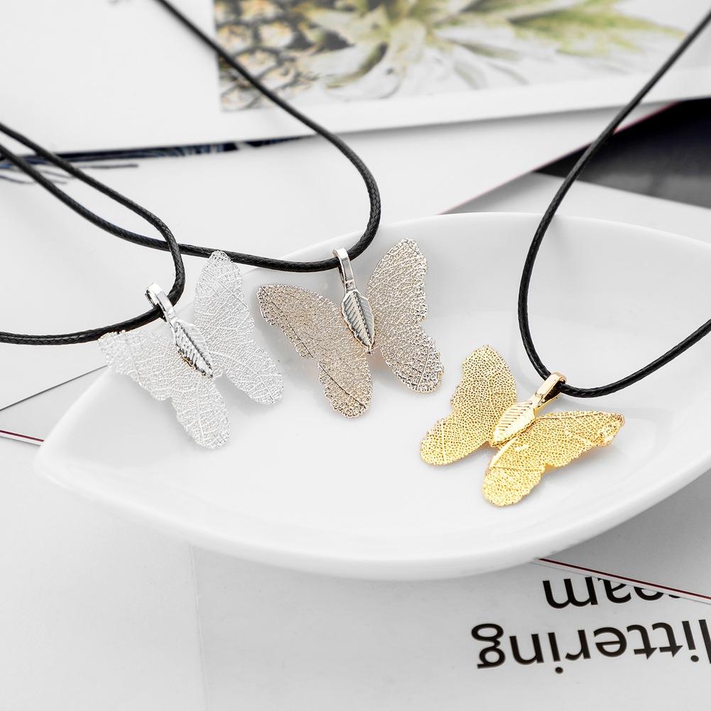 Creative Personality Necklace Painted Butterfly Plating Leaf Jewelry