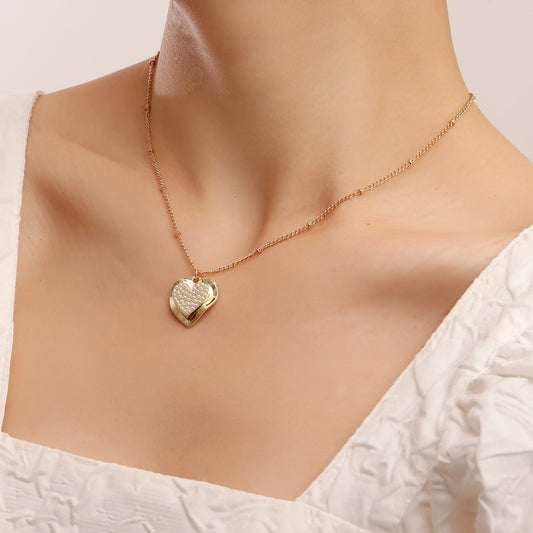 Jewelry ins simple and beautiful clavicle chain micro-inlaid diamond geometric love pendant necklace female accessories