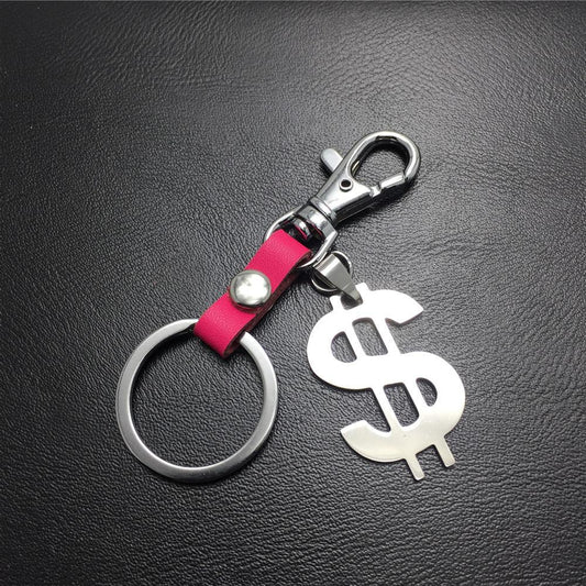 US dollars, US knives, titanium steel pendant, stainless steel hanging price, cowhide key chain, Valentine's Day gift bag pendant