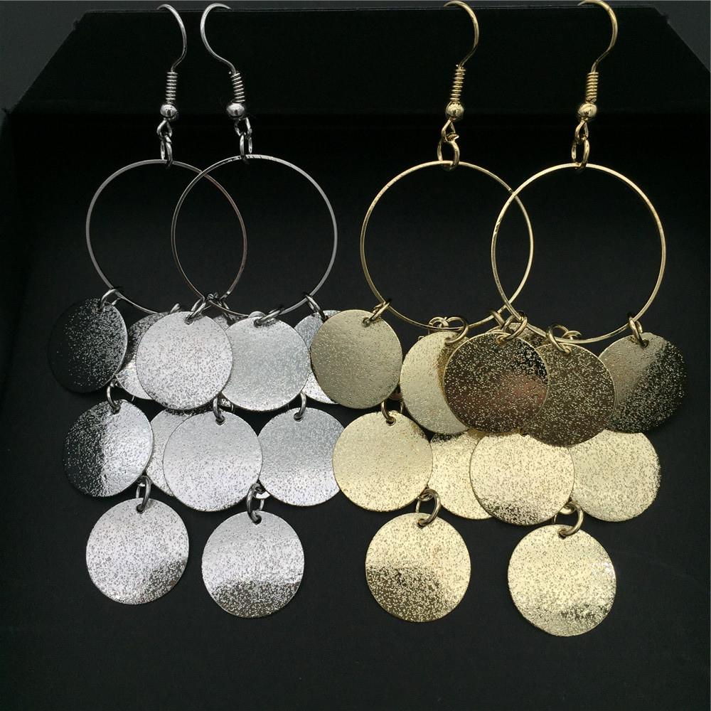 Jewelry Frosted Metal Sequin Disc Ladies Earrings Ring Earrings Earrings Stud Earrings