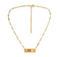 Niche fashion simple personality stainless steel angel number 444 color dripping oil square brand necklace female