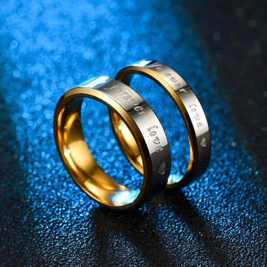 Couple love lettering stainless steel ForeverLove ring 4/6mm gold and silver couple jewelry
