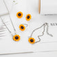 Necklace Earrings Four-piece Fashion Sunflower Pearl Pendant Set Cute Flower Clavicle Chain Female