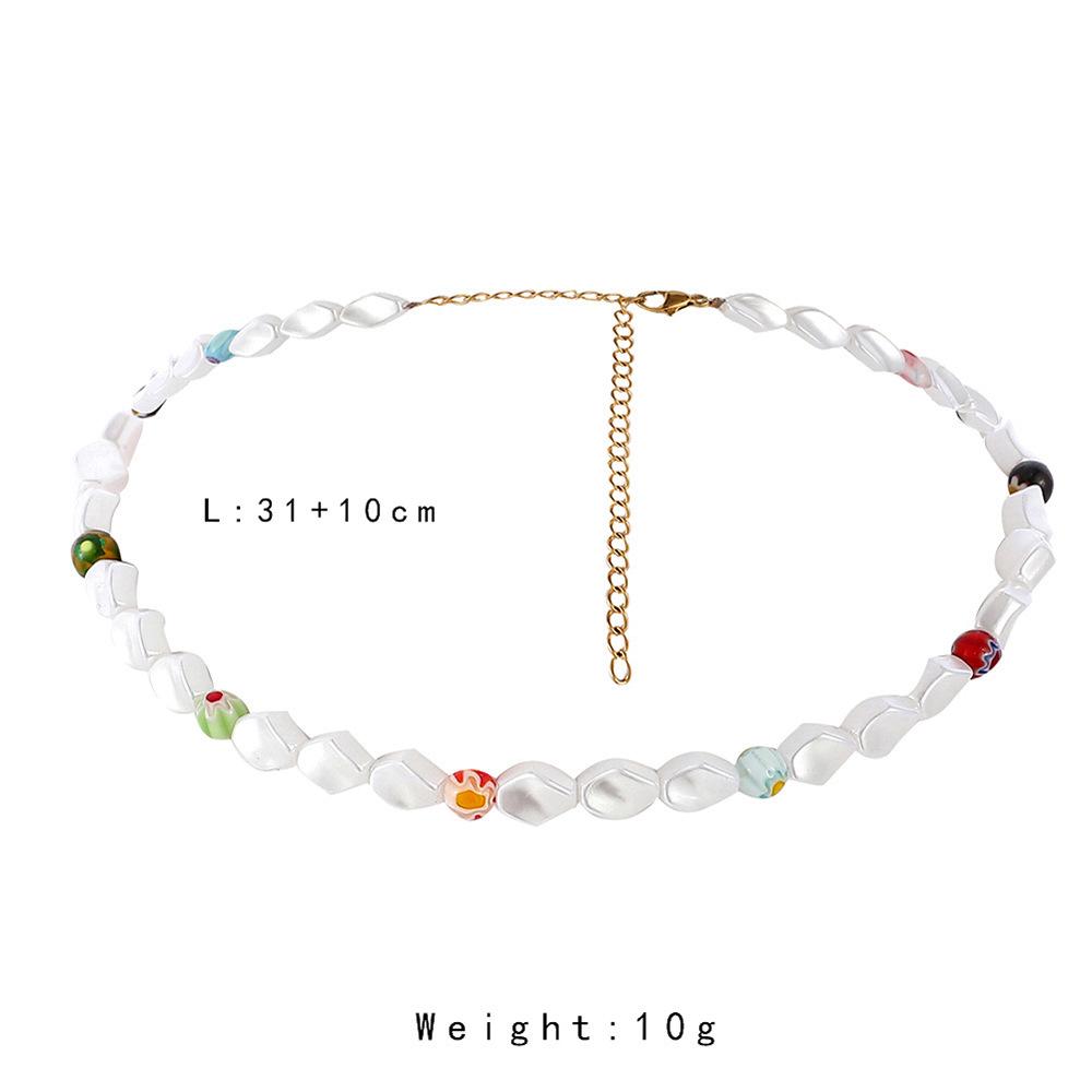 Fashion Geometric Pearl Glass Necklace Bohemian Personality Elegant Clavicle Necklace Female