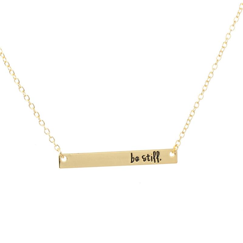 Creative letter lettering "bestill" horizontal bar pendant necklace supply