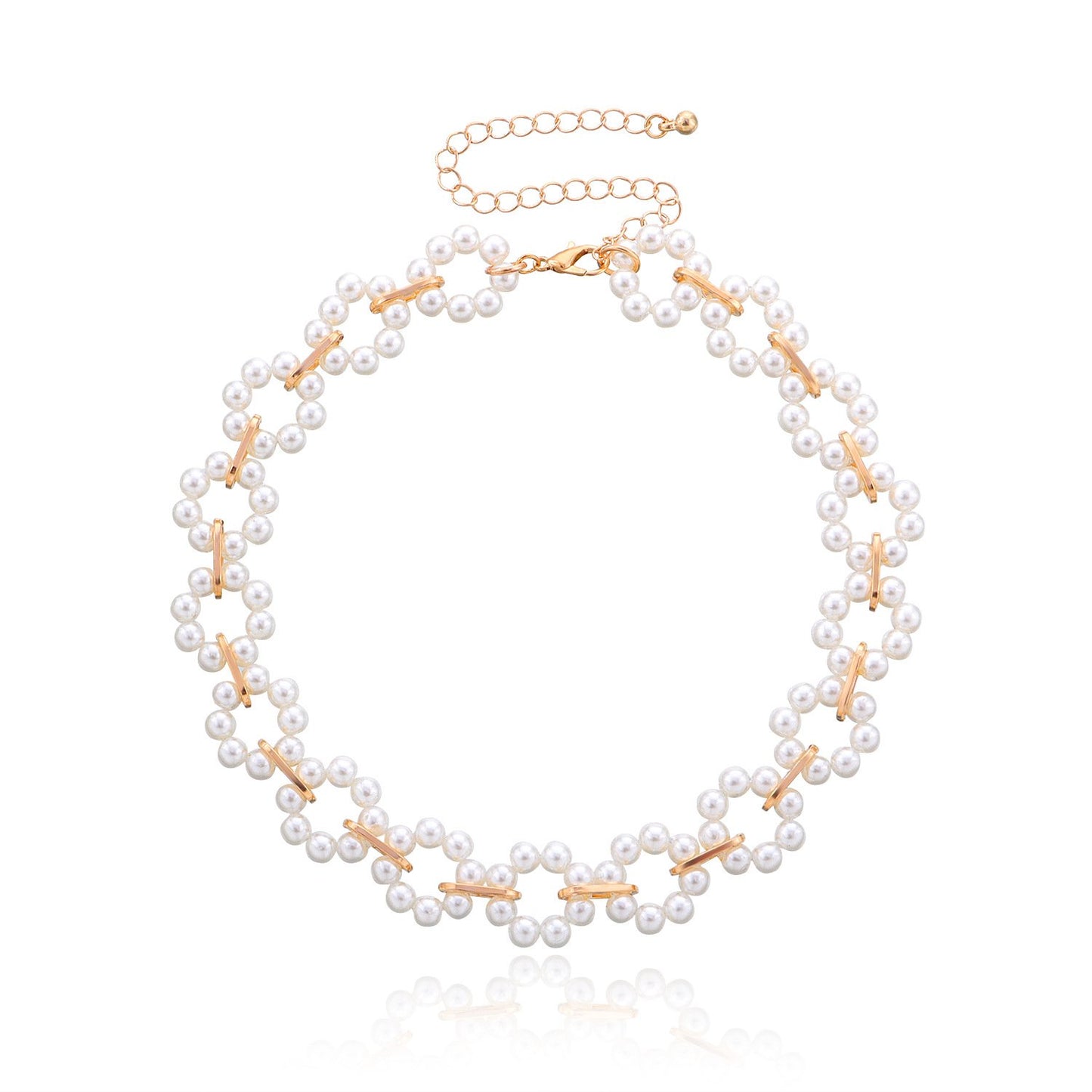 Jewelry Fashion Personality Pearl Short Clavicle Chain Trend Design Love Ring Flower Necklace