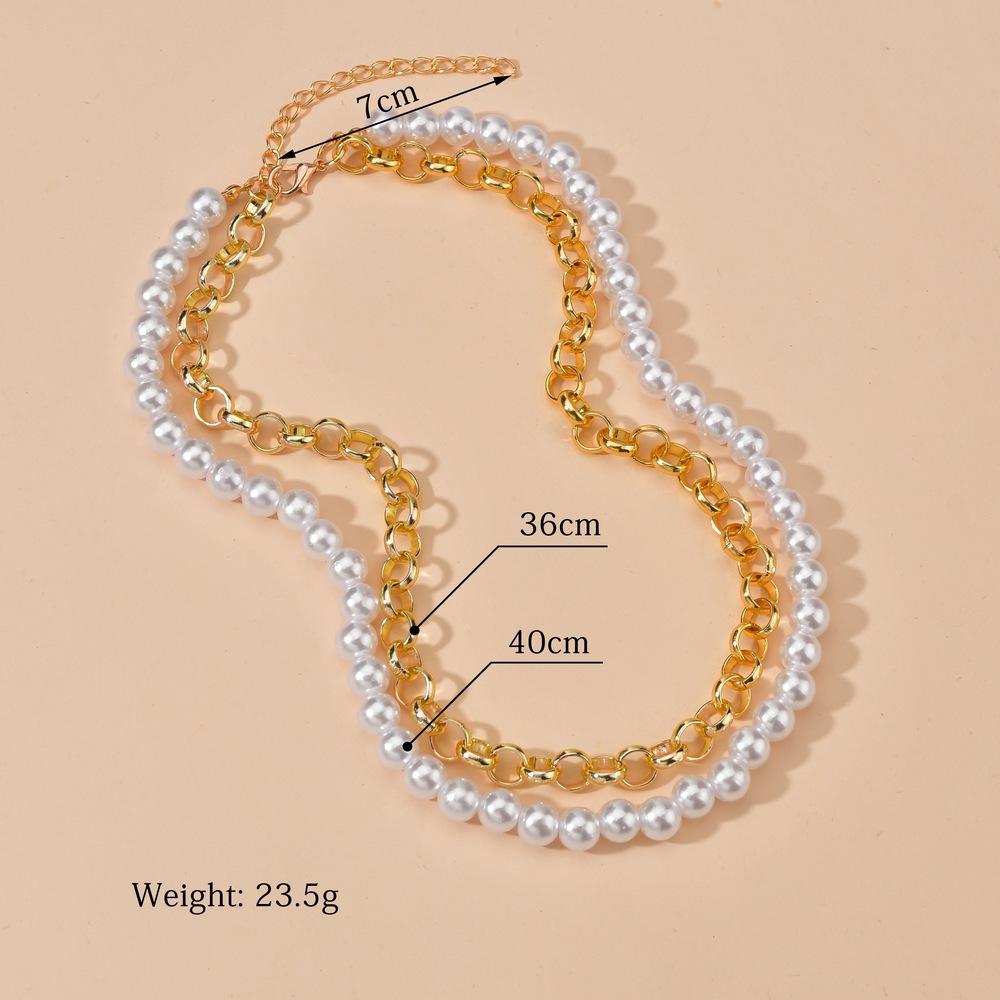 Simple Imitation Pearl Necklace Women Accessories Retro Fashion Multilayer Necklace