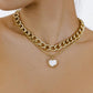 Jewelry punk double love mother-of-pearl pendant necklace female light luxury choker sweater chain