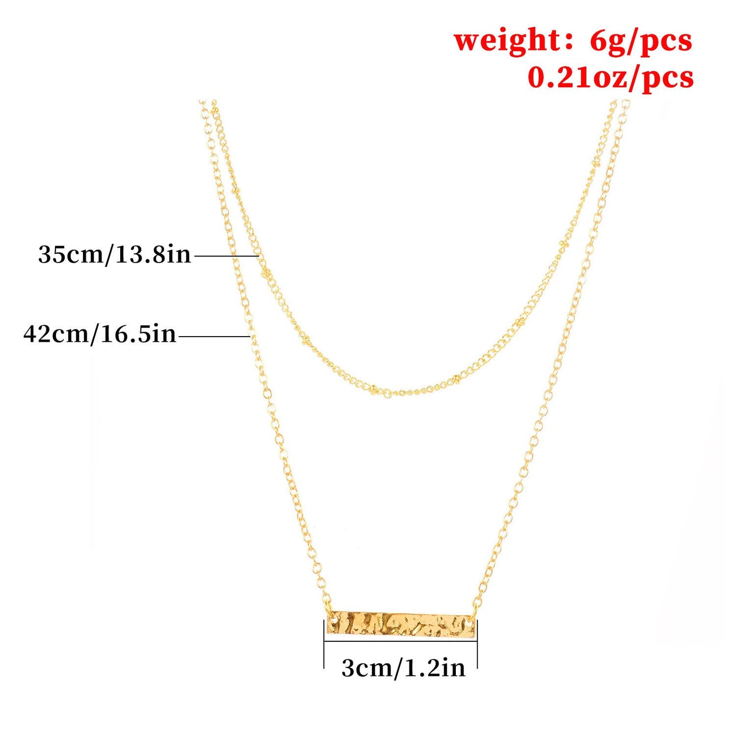 Jewelry Irregular One-word Horizontal Strip Pendant Necklace Women's Double Bead Chain Necklace Clavicle Chain