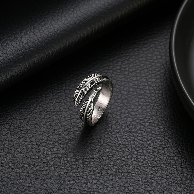 Feather Ring Unisex Temperament Opening Adjustable Finger Ring Popular Jewelry