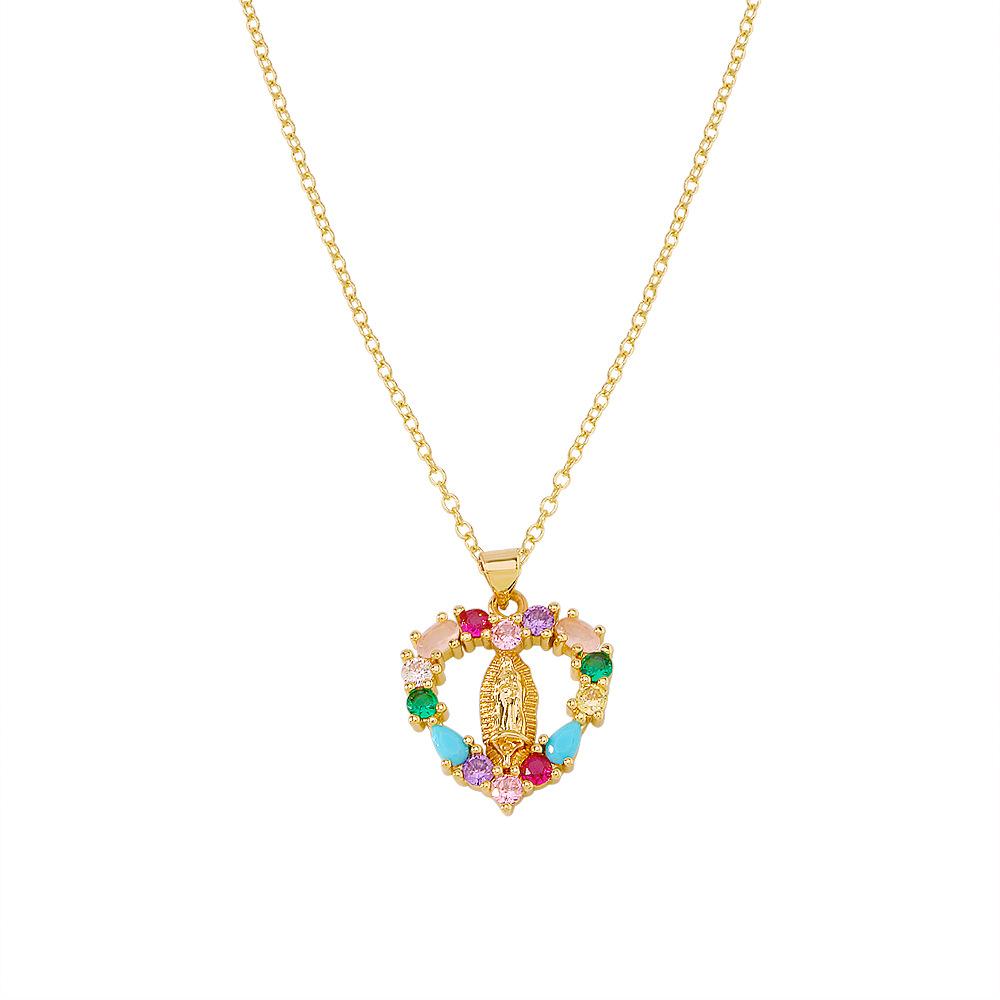 ZN72 Fashion Simple Jewelry Cross Peach Heart Brass Necklace Female Minority Temperament Micro-Inlaid Necklace