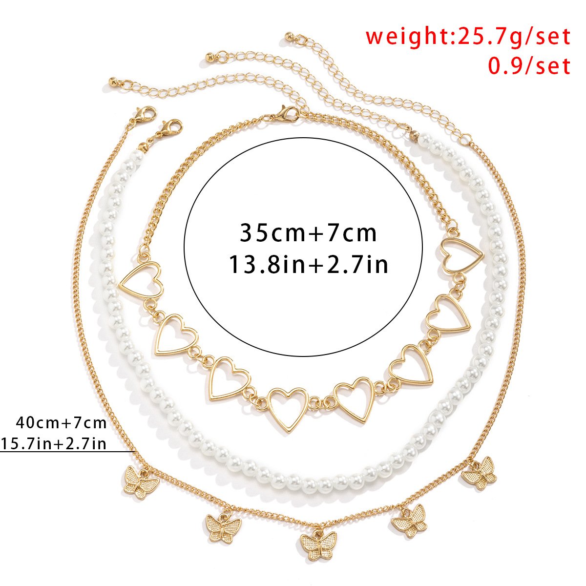 Jewelry Temperament Simple Butterfly Peach Heart Clavicle Necklace Retro Versatile Pearl Beaded Necklace Women