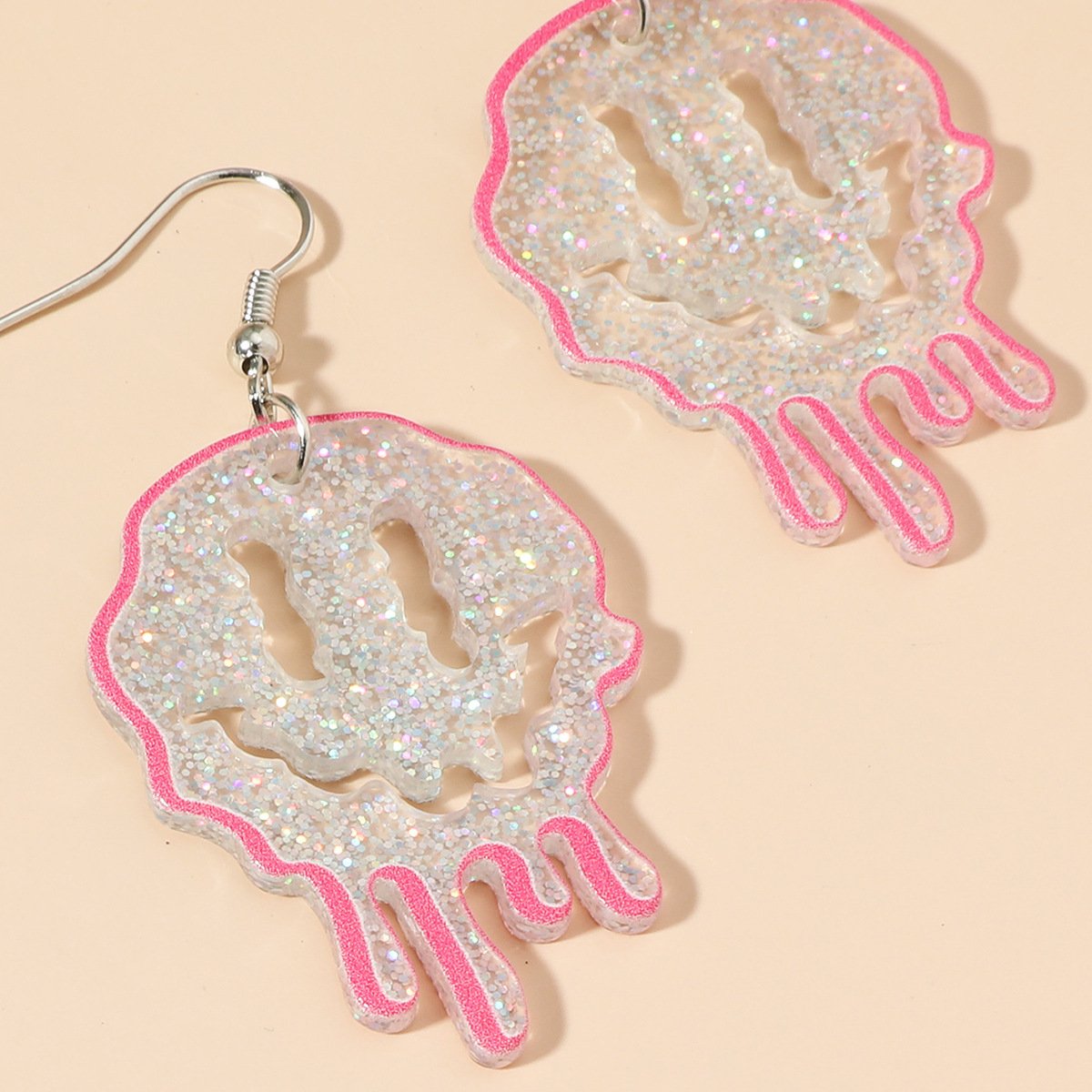 Gothic exaggerated acrylic irregular earrings ins transparent resin smiley face earrings Halloween