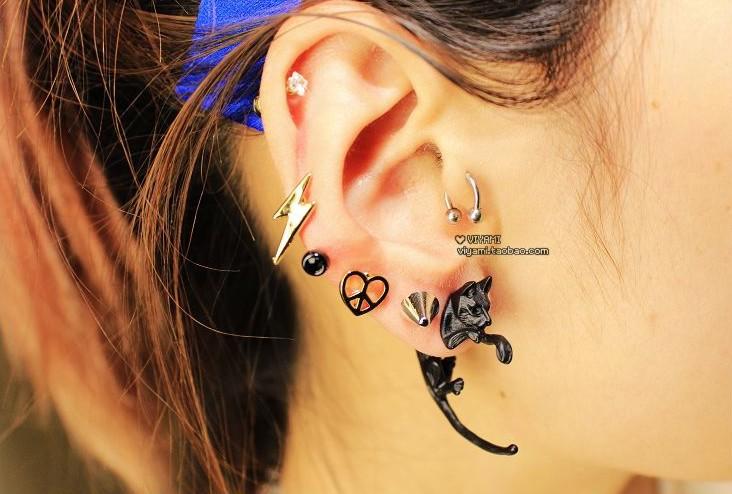 Long tail leopard cat animal earrings fashion creative piercing earrings jewelry