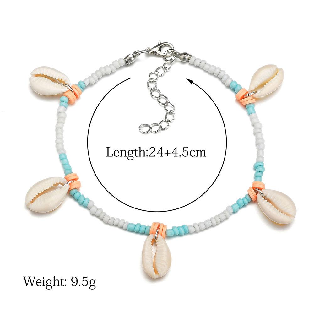 women's bohemian rice bead shell anklet