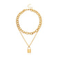 Jewelry Punk Aluminum Alloy Thick Chain Lock Pendant Necklace Ladies Street Retro Double Layer Necklace