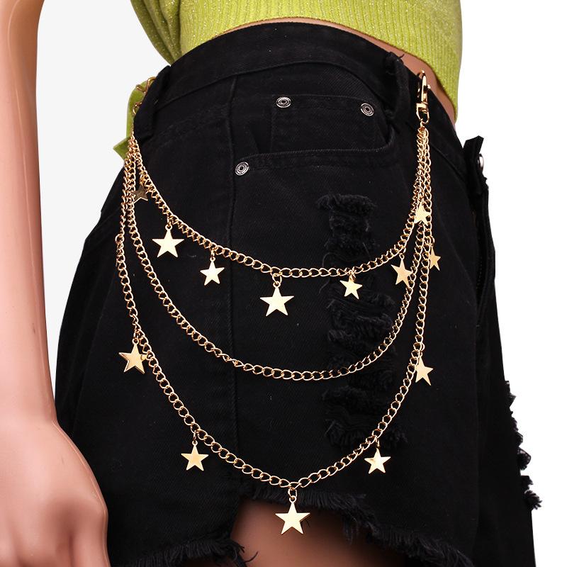 Popular Jewelry Punk Tassel Star Waist Chain Personality Versatile Pants Chain Fashion Multilayer Body Chain