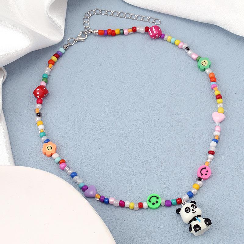 Design sense cartoon monster pink rabbit pendant necklace year ins niche hip-hop color collarbone chain