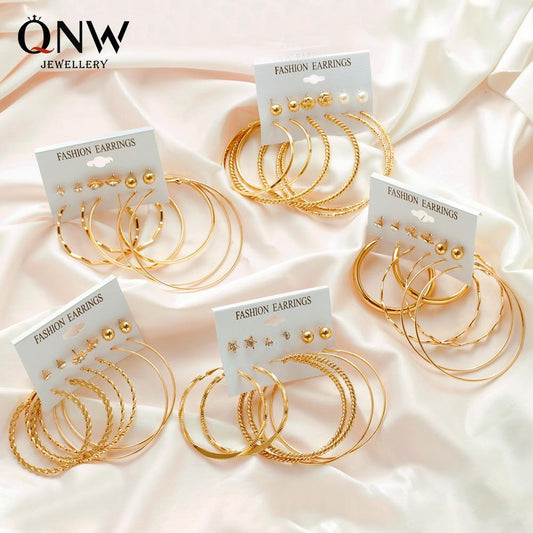 Accessories creative 6 pairs of earrings personality big circle simple set earrings fashion exaggerated earrings