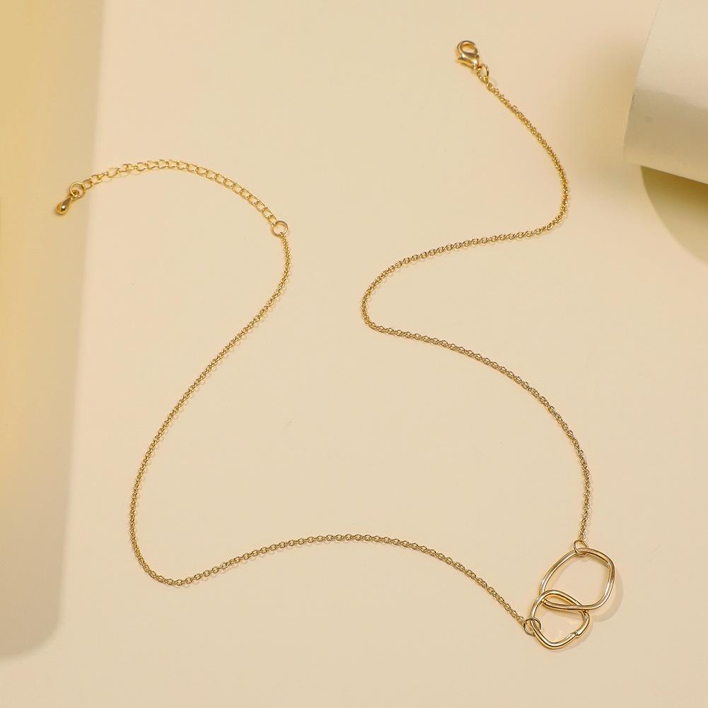 INS fashion simple irregular size circle double ring interlocking necklace street fashion jewelry