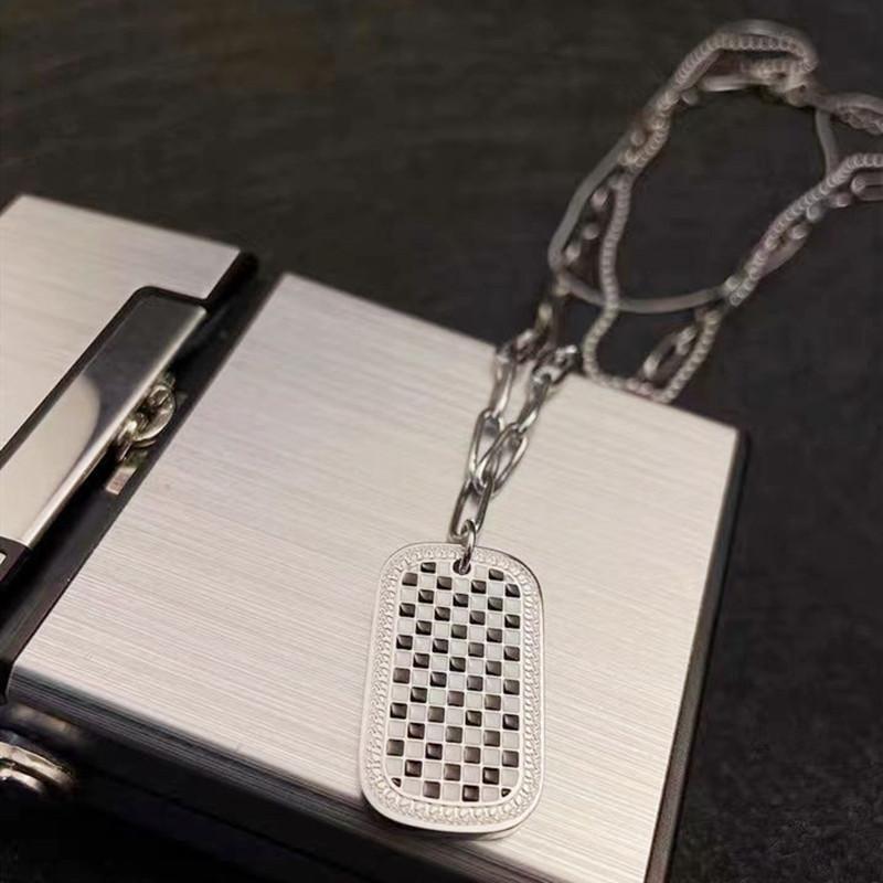 Specially for retro checkerboard necklace stainless steel multi-layer tassel chain ins net red necklace ladies