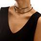 Jewelry Simple Double Layer Black Rhinestone White Zircon Necklace Necklace Female Trendy Cool Temperament Necklace