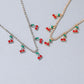 Rhinestone Cherry Necklace Hip Hop Tennis Chain Cherry Pendant Necklace Small Fresh Single Row Micro-studded Diamond Necklace