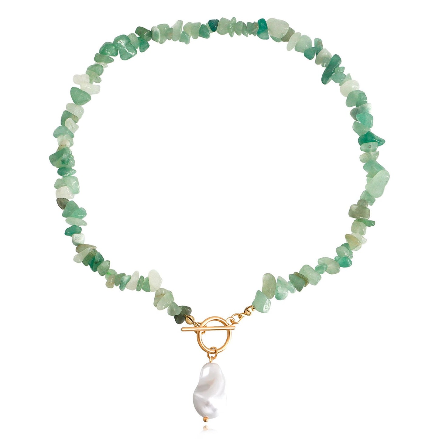 Jewelry Large Shaped Pearl OT Buckle Necklace Female Ins Temperament Simple Emerald Turquoise Necklace