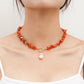 Jewelry Large Shaped Pearl OT Buckle Necklace Femininity Simple Fashion Flame Red Turquoise Necklace