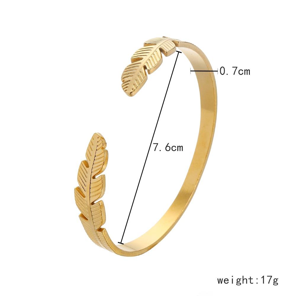 Ladies Nowadays High Quality Stainless Steel Exquisite Sexy Open Metal Geometric Design Feather Bracelet