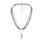 Fashion Men Domineering Trend Cool Simple Stainless Steel Double Chain Wings Pendant Necklace Street