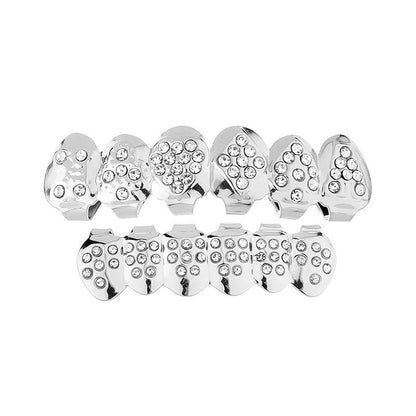 HIPHOP full diamond metal hip hop poker shape braces fashion trend rock denture jewelry