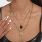 N1568 Stacked Simple Fashion Necklace Octagram Lock Drip Oil Micro-Inlaid Geometric Exaggerated Necklace Women