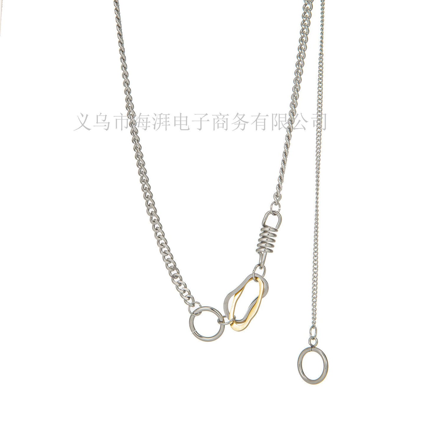 Ins cold geometric multi-layer clavicle chain titanium steel vacuum plated 18k real gold niche necklace female
