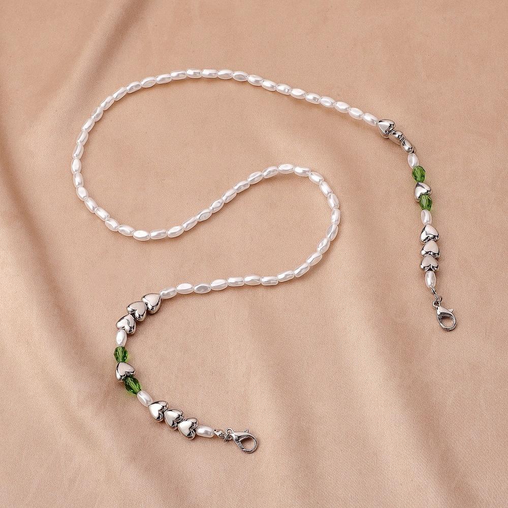 Simple personality ins love pearl necklace oval mask chain glasses chain female niche design sense