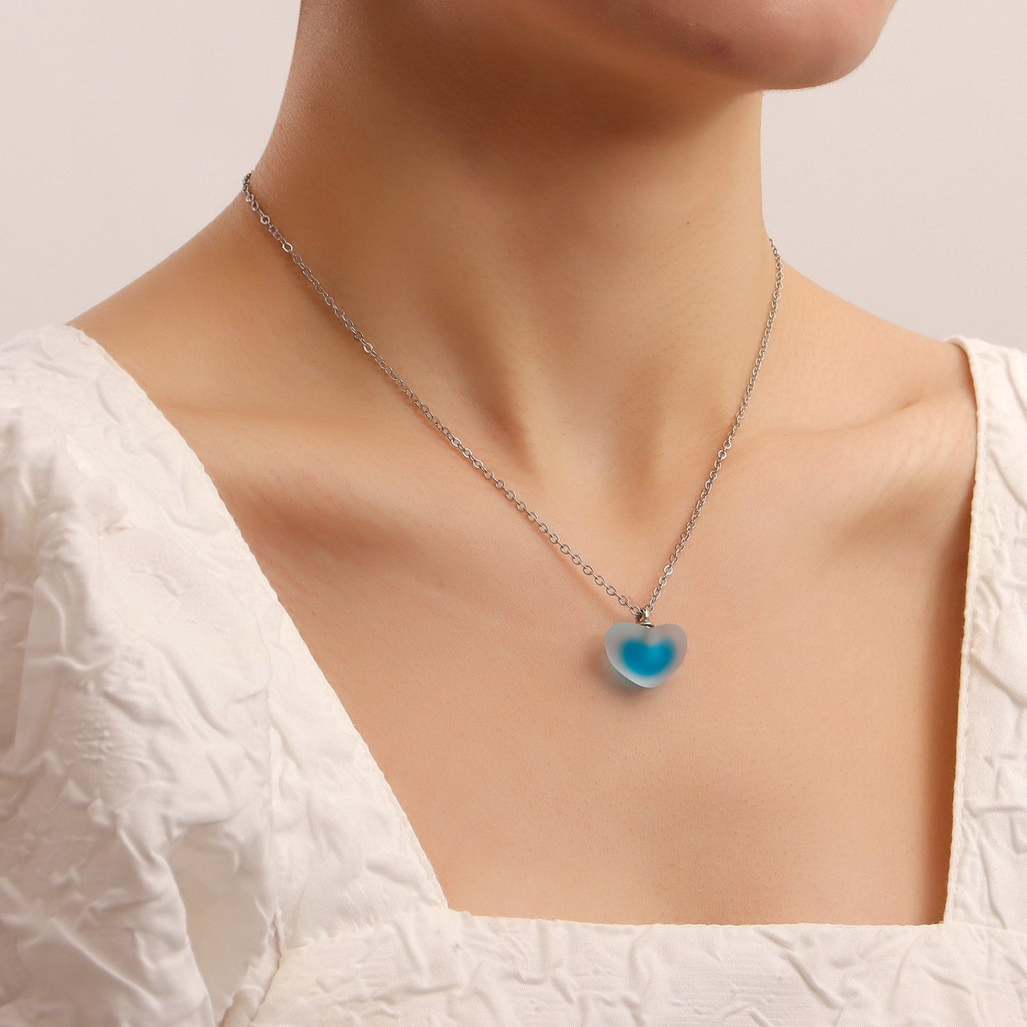 Jewelry Simple Acrylic Color Frosted Love Ball Pendant Necklace Female Cute Fresh Necklace