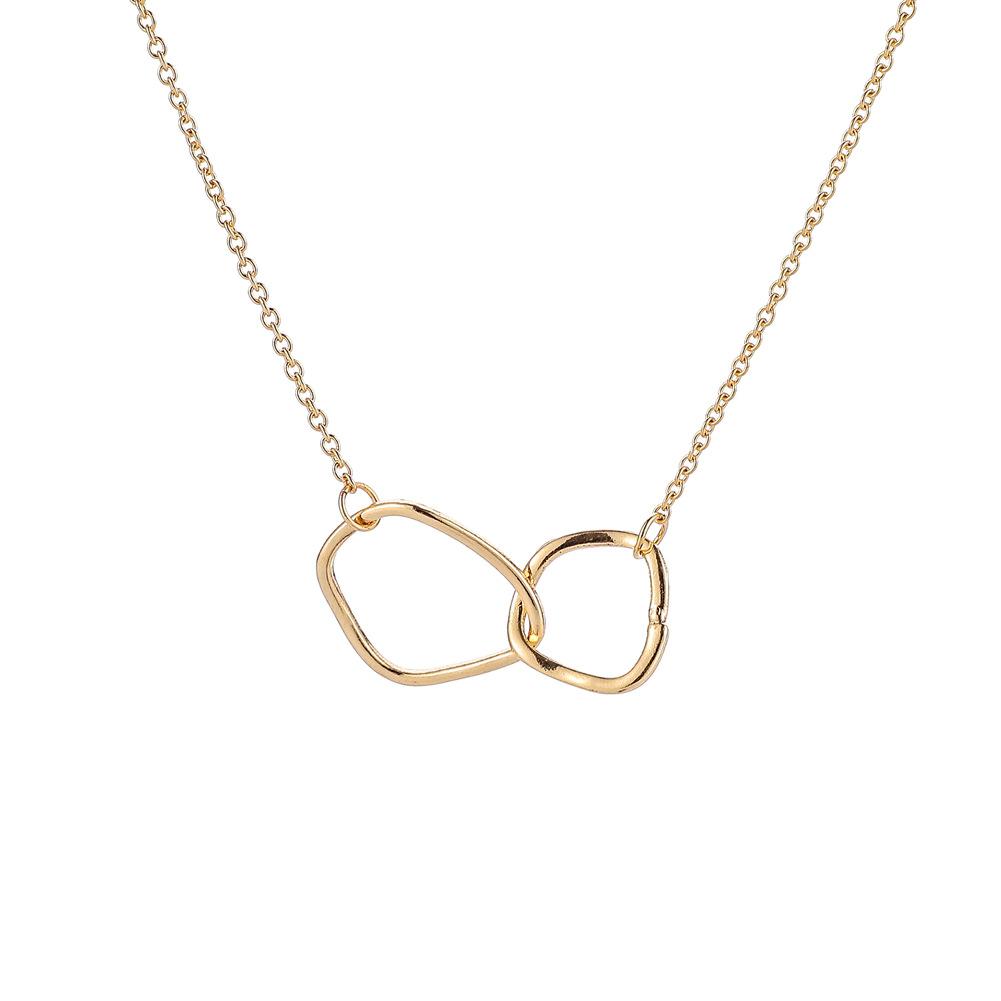 INS fashion simple irregular size circle double ring interlocking necklace street fashion jewelry