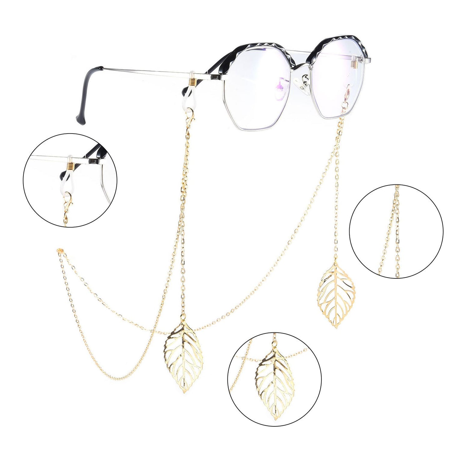 Jewelry Fashion Leaf Pendant Glasses Mask Accessories Ladies Temperament Metal Chain Glasses Chain
