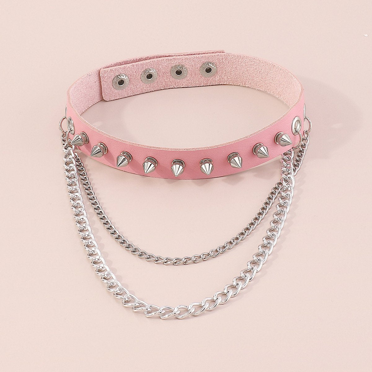 N157 Punk Necklace Harajuku Rivet Leather Chain Necklace Gothic Personality Street Shot Necklace