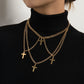 Jewelry fashion trend multi-layered cross pendant female personality short alloy necklace