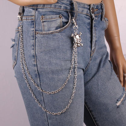 Alternative skull accessories metal pants chain big ghost head dark hip-hop personality trend waist chain