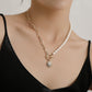 Jewelry rice grain pearl lock-shaped scallop pendant necklace female trend personality fashion simple necklace