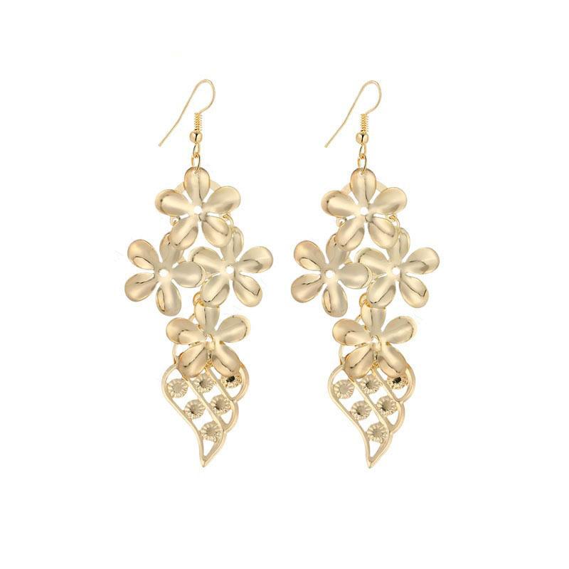 Multi-layer ice flower leaf earrings exaggerated earrings accessories