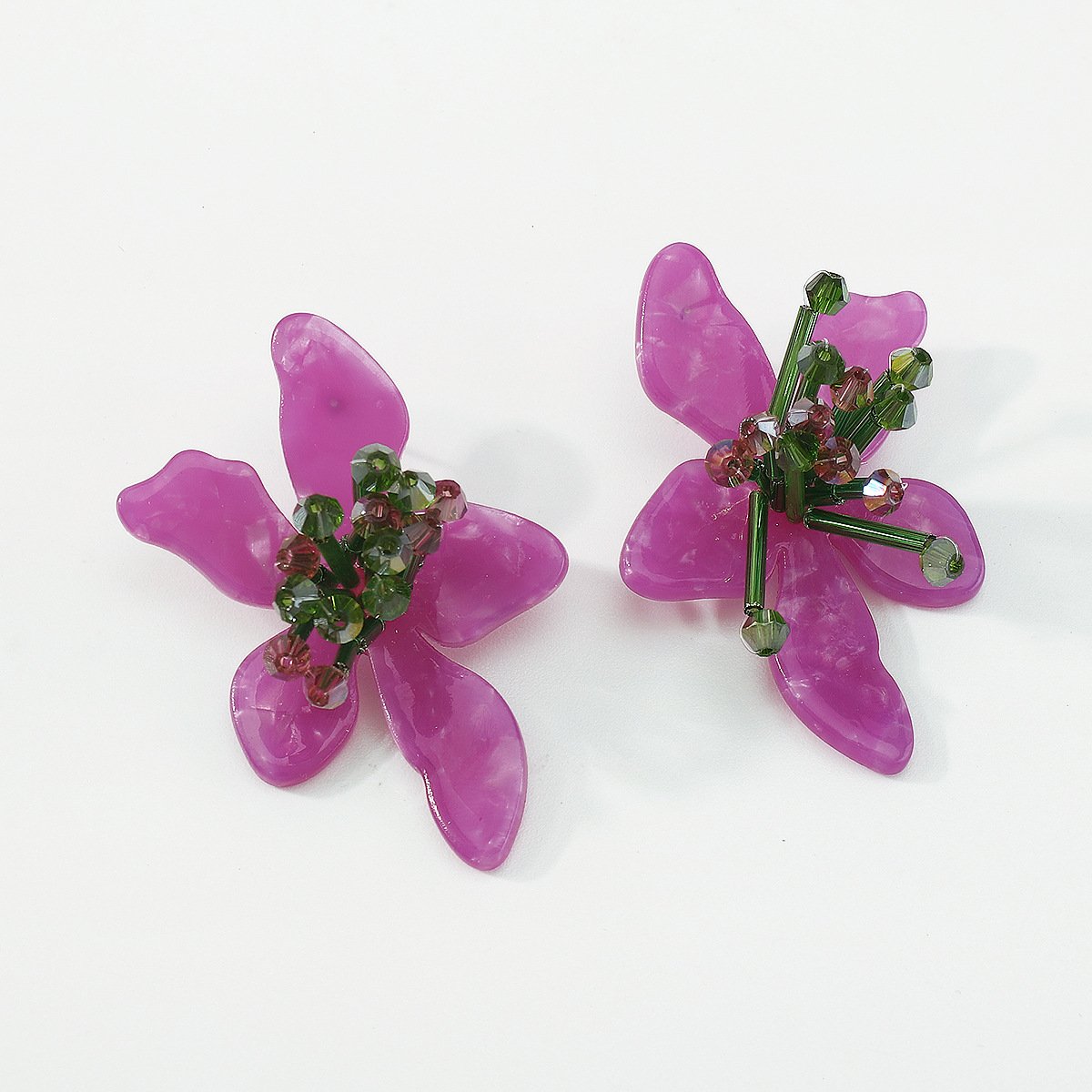 E1898ZA Personality plate color flower earrings niche acrylic three-dimensional fashion earrings women